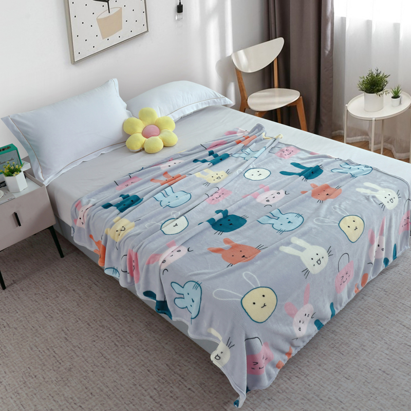 洁丽雅萌萌兔搭搭毯150*200CM（单位：床） 浅灰色